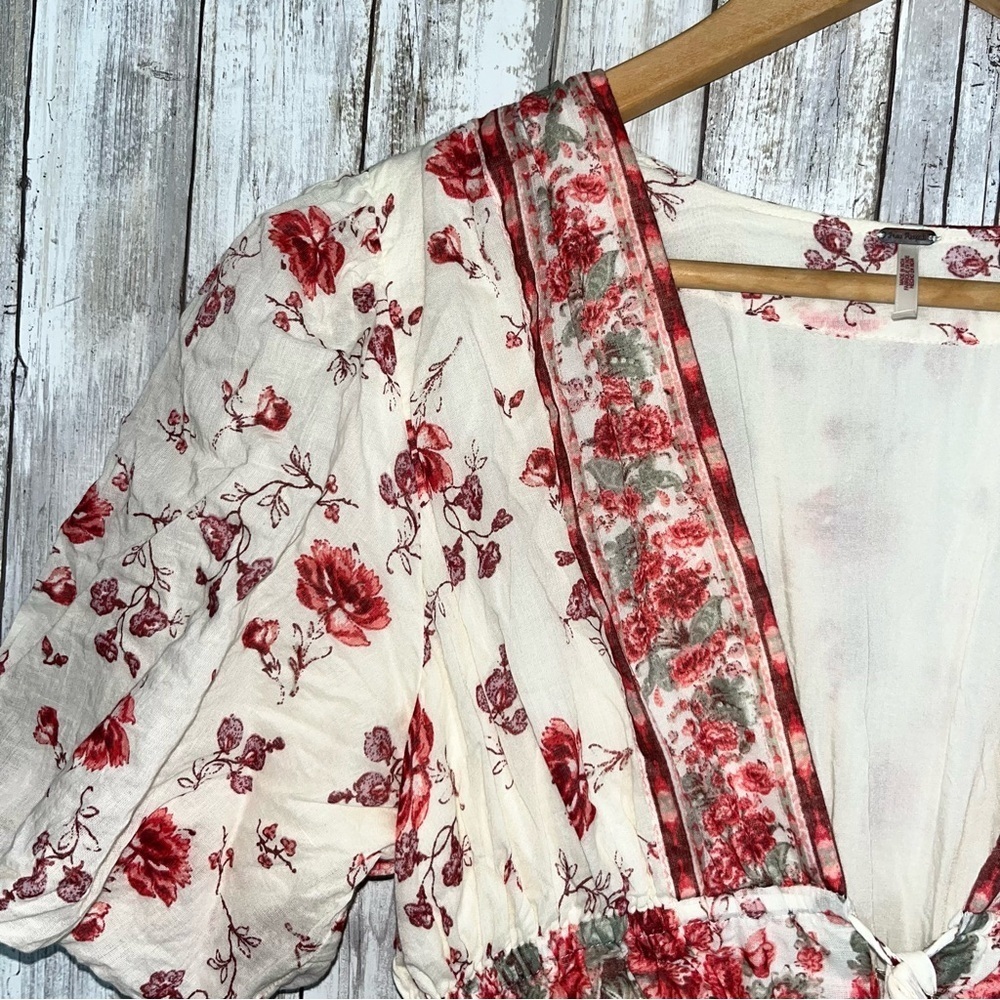 Free People Lysette Floral Maxi Dress Boho Cottagecore Tie Front XS - Picture 7 of 9